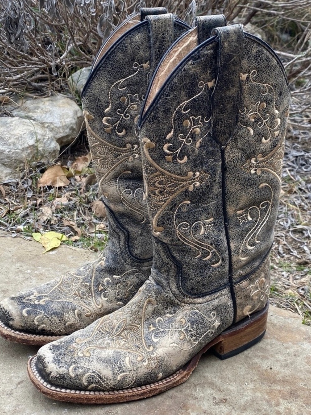 Circle G square toe mid calf cowboy boots size 6 western cowgirl rodeo